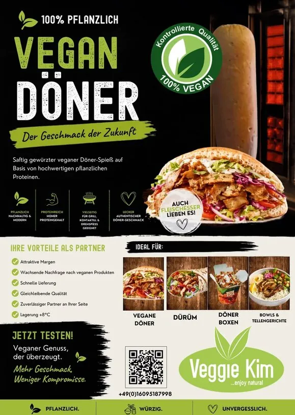 Flyer für Veggie Kim – Veganer Döner · Gastronomie, gestaltet von Fly & Froth