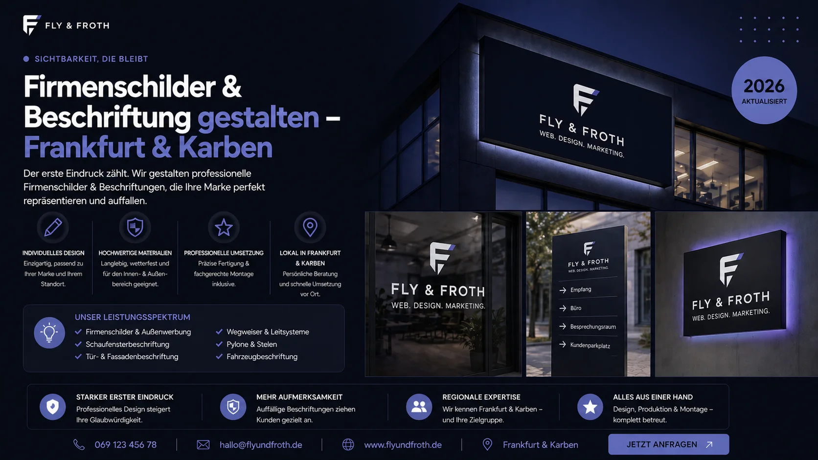 Firmenschilder und Beschriftung gestalten Frankfurt – Fly & Froth