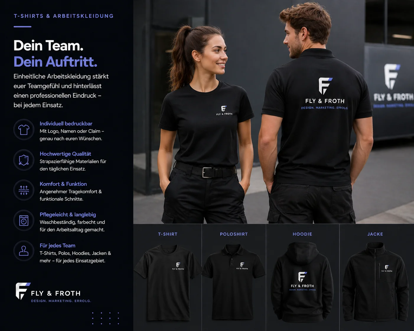T-Shirts und Arbeitskleidung bedrucken Frankfurt – Fly & Froth