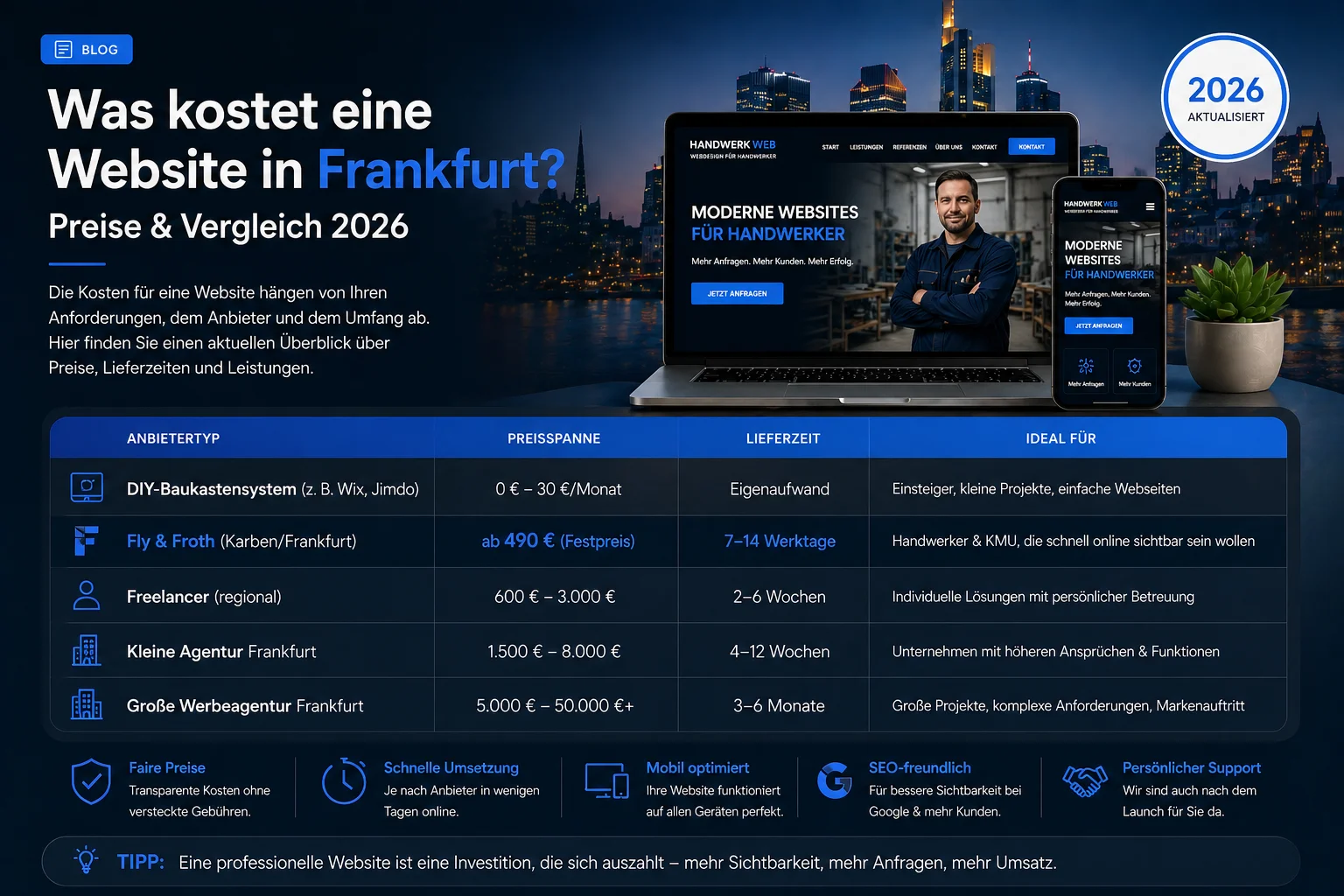 Webdesign Frankfurt Kosten – Fly & Froth Referenzprojekt
