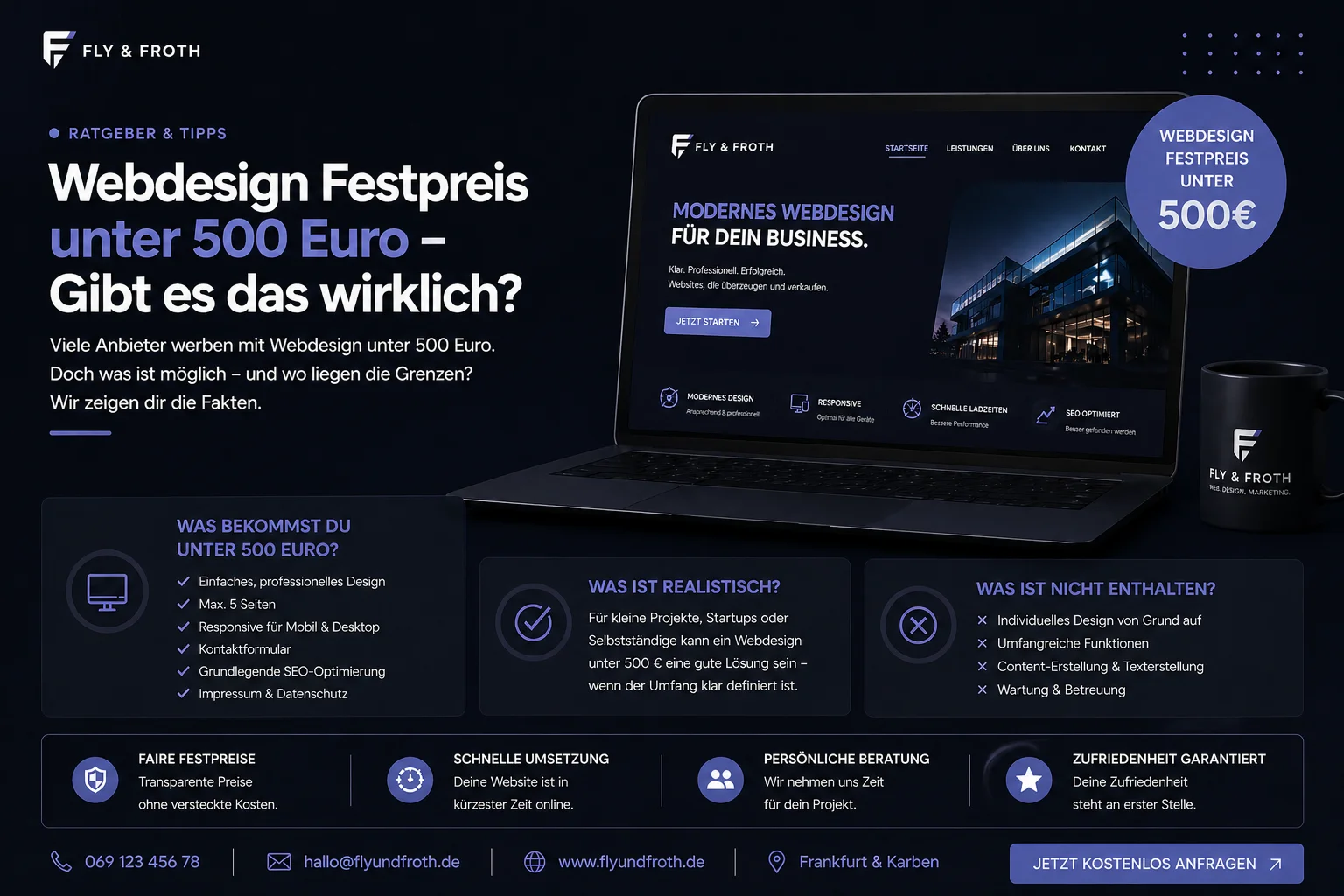 Webdesign Festpreis unter 500 Euro – Fly & Froth