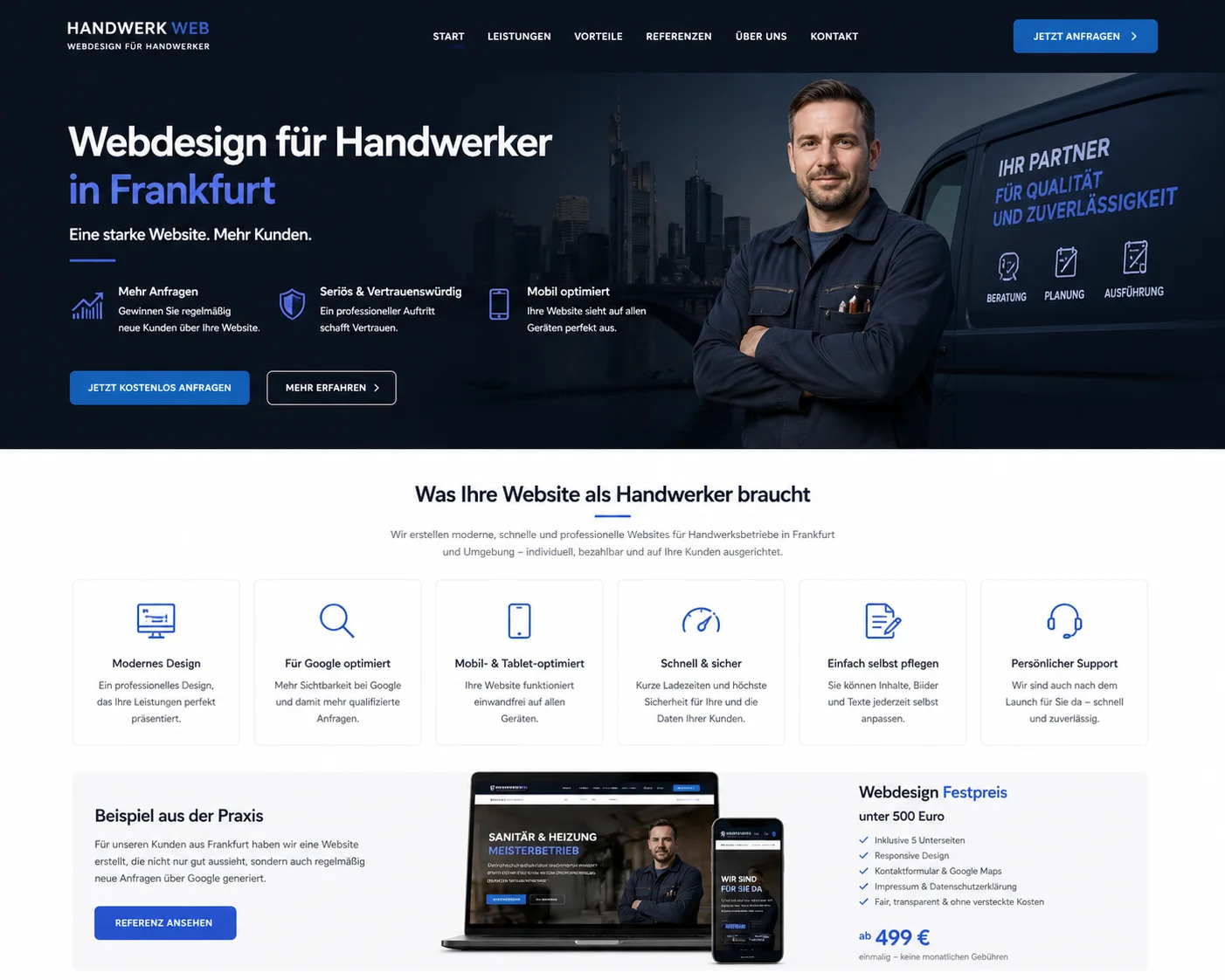 Webdesign für Handwerker Frankfurt – Fly & Froth